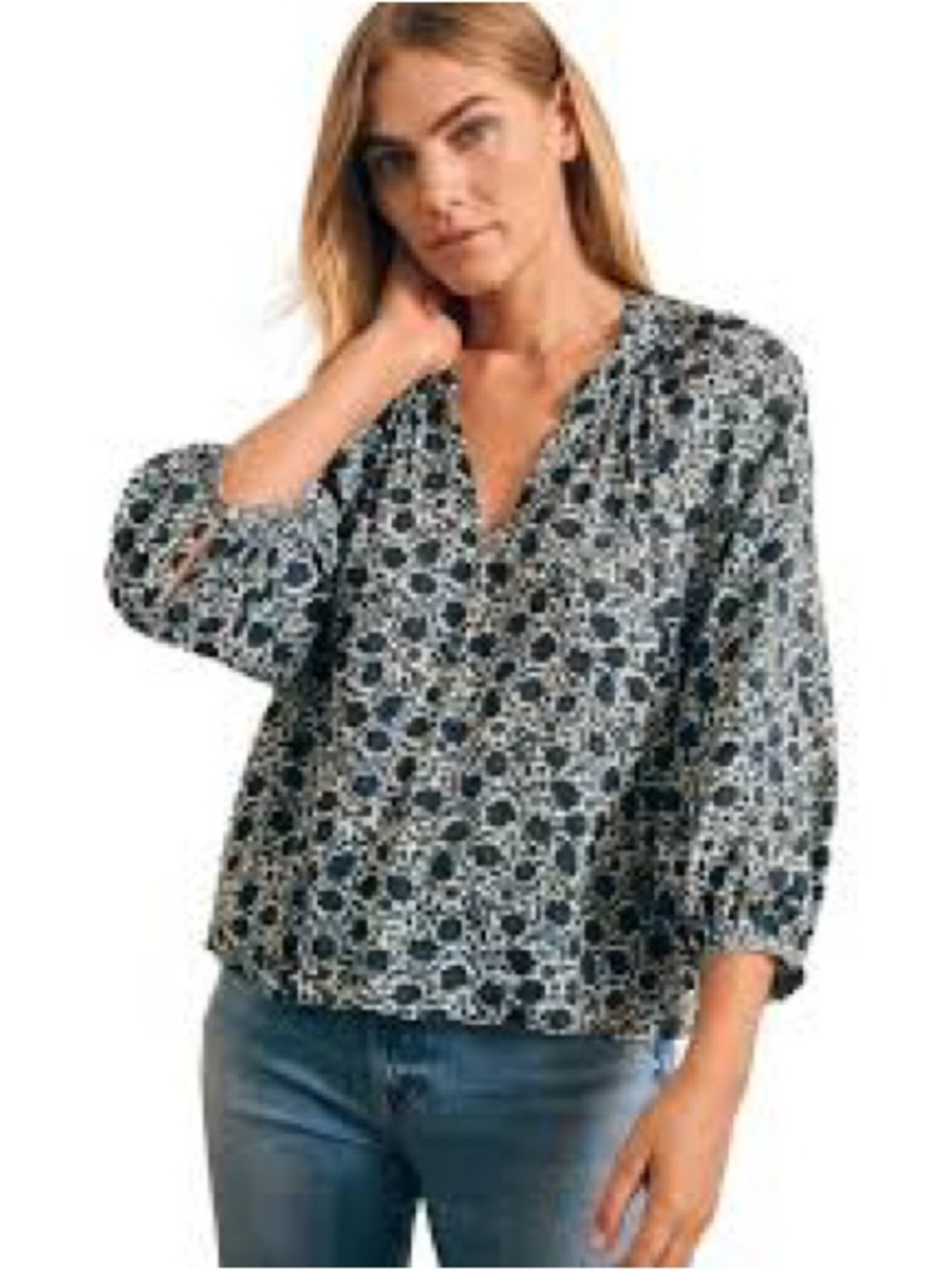 Faherty Portia Top in Navy - L